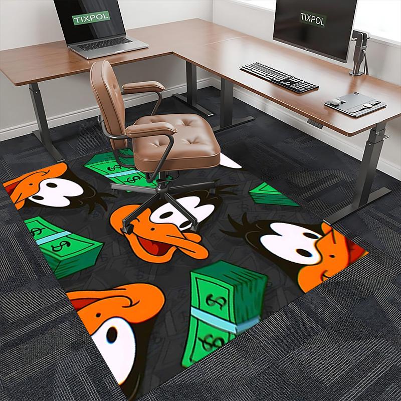 1pc Daffy Duck & Money Stack Anime Cartoon Design Office Chair Mat, Non-Slip Carpet for Home Decor, Suitable for All Seasons, Ideal Gift for Fans.A063