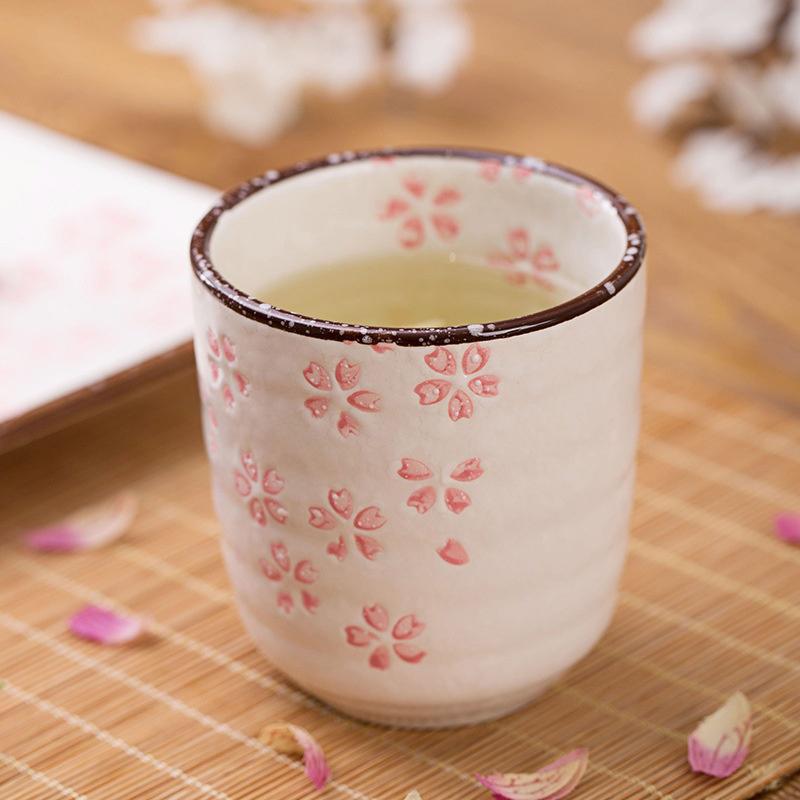 Kung Fu-tekopp i japansk stil, keramik, underglasyrporslin, ägarens underkopp, tekopp i glas, rosa, vit