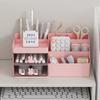 Transparent Desktop Cosmetic Storage Box Drawer Organizer with Pen Holder Stationery Storage Rack for Office Desks Makeup