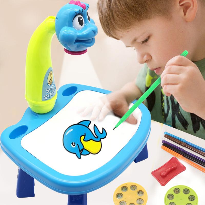 Children'S Intelligent Projection Painting Toy Drawing Board Kids Multi-Functional Projecting Sketch Desk Magical Writing Table