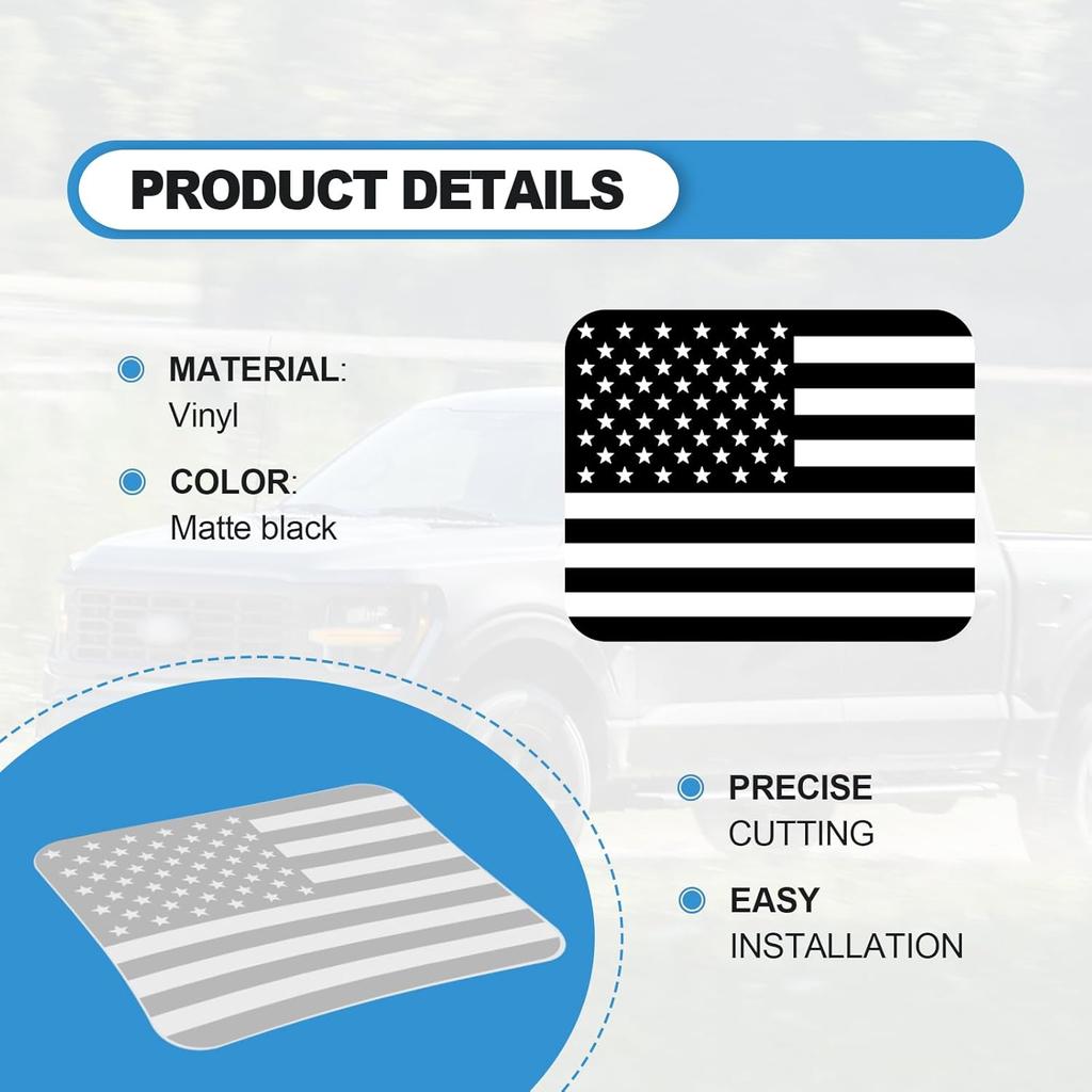 Back Sliding Window n US Flag Vinyl Decal, Auto Styling Compatible with Ford F150 F250 F350 2015  , Rear Middle Window n Flag Decal (Black Line)