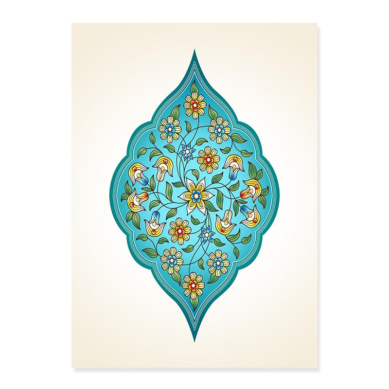 Ornate Arabesque Islamic Turquoise Floral Wall Art Canvas Paintings Islam Muslim Pictures Posters Prints Living Room Home Decor