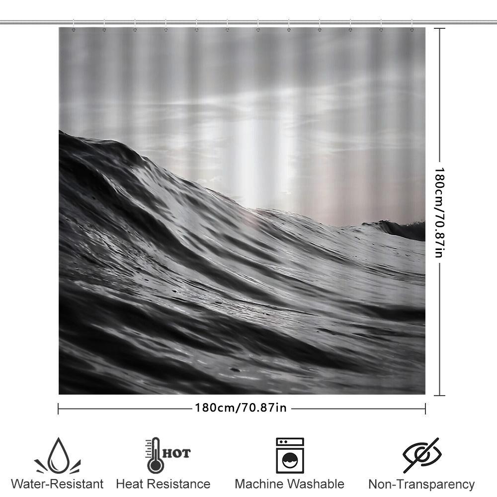 Coastal Wave Shower Curtain Ocean Blue Beach Bathroom Decor Modern Waterproof Fabric Liner Set Artistic Sea Vibes