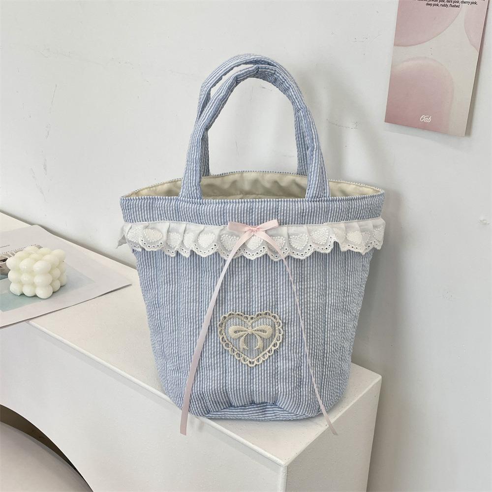 

Korean Style Bucket Bag Sweet Fresh Lace Lunch Bag Portable Bowknot Handbag Student Style2