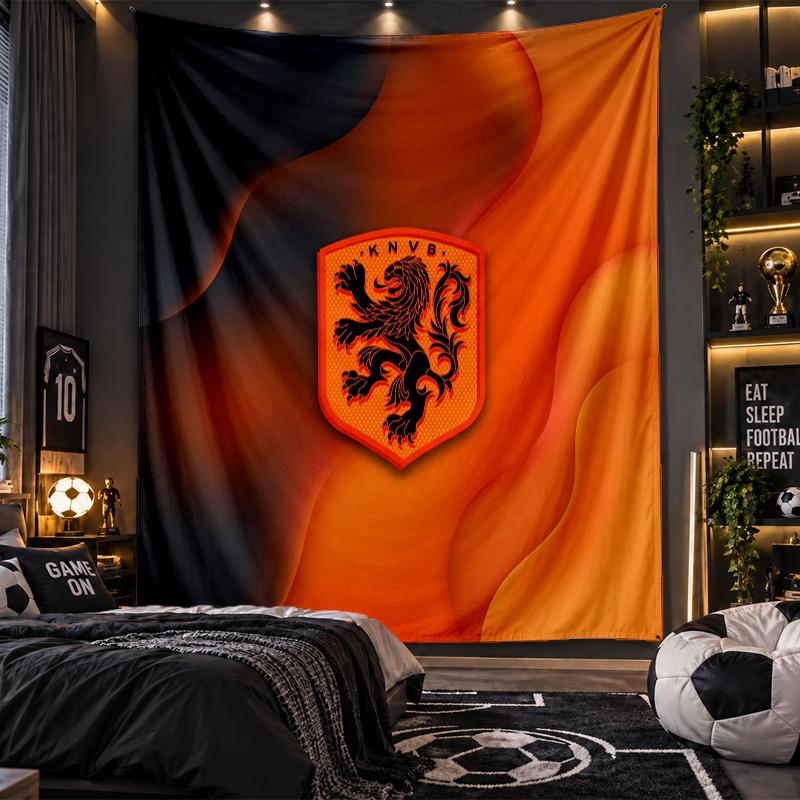 Wall Hanging Tapestry Netherlands Football Print Cloth for Living Room Bedroom Home Decor