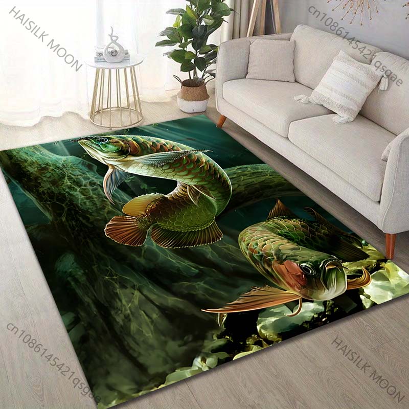 Tappeto con Disegno di Pesci e Arte per Tappeti, Tappeto per Soggiorno, Camera da Letto, Divano, Decorazione per la Casa, Tappetino Antiscivolo, Regalo di Lusso
