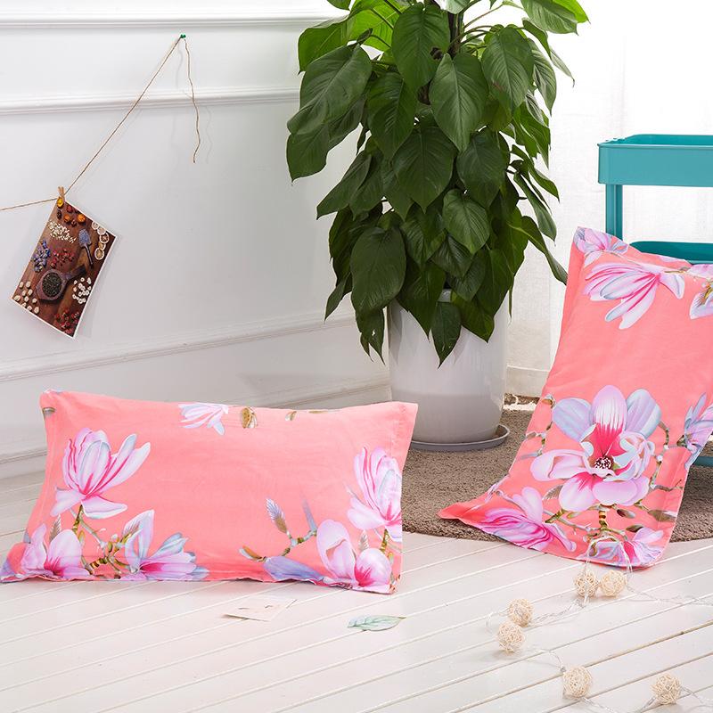 2PC Polyester Kissenbezug Bequemer Kissenbezug für Bett Kissenbezüge mit Blumendruck 48x74cm Kissenbezug Dekoration Zuhause