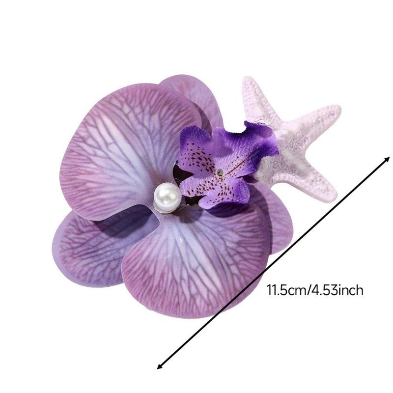 Romantic Phalaenopsis Starfish Hair Clips Female Korean Summer Beach Resort Duckbill Clip Hair Accessories