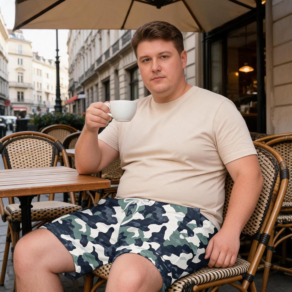 Men’s Plus Size Camouflage Cargo Shorts with Drawstring Waist Lightweight Relaxed Fit Multi Pocket Summer Beachwear