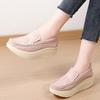 Fashion Wedge Heels Women Platform Shoes Rocker Shoes Genuine Leather Slip-on Loafers Casual Walking Shoes