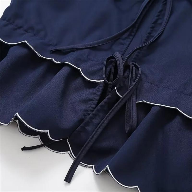 Wave Ruffles Lace Up Bow Shirts Women Spring Causal Loose V-neck Long Sleeve Blouses Lady Temperament Tops