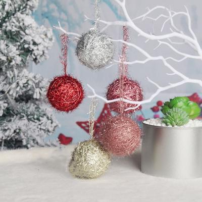 5cm Christmas Decoration Ball Silk Foam Glitter Fiber Glitter Fiber Ball Bright Decorative Bright Silk Foam Winding Ball Party