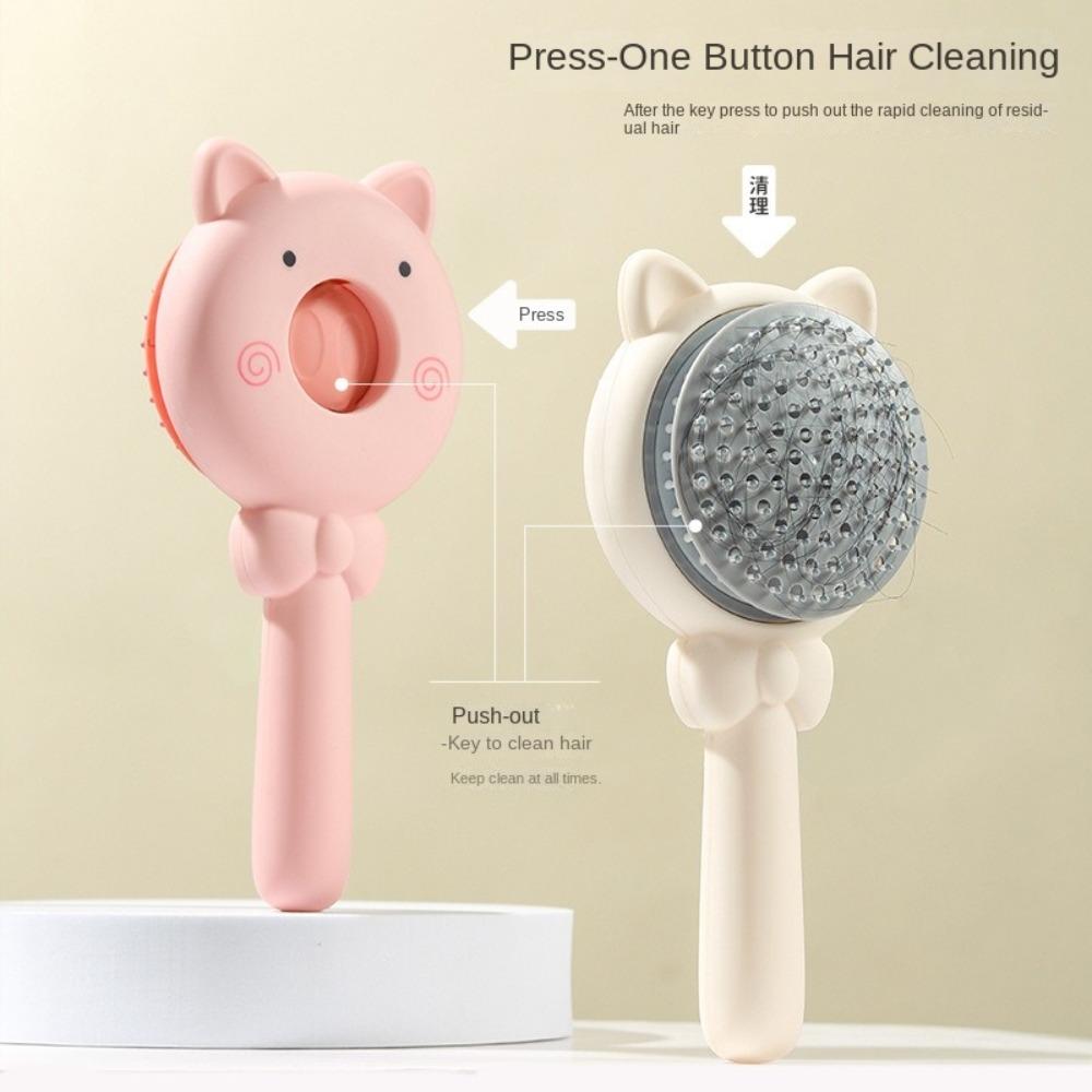 Cartoon Pig Massage Hair Brush Retractable Scalp Massage Comb  Salon Care Tools