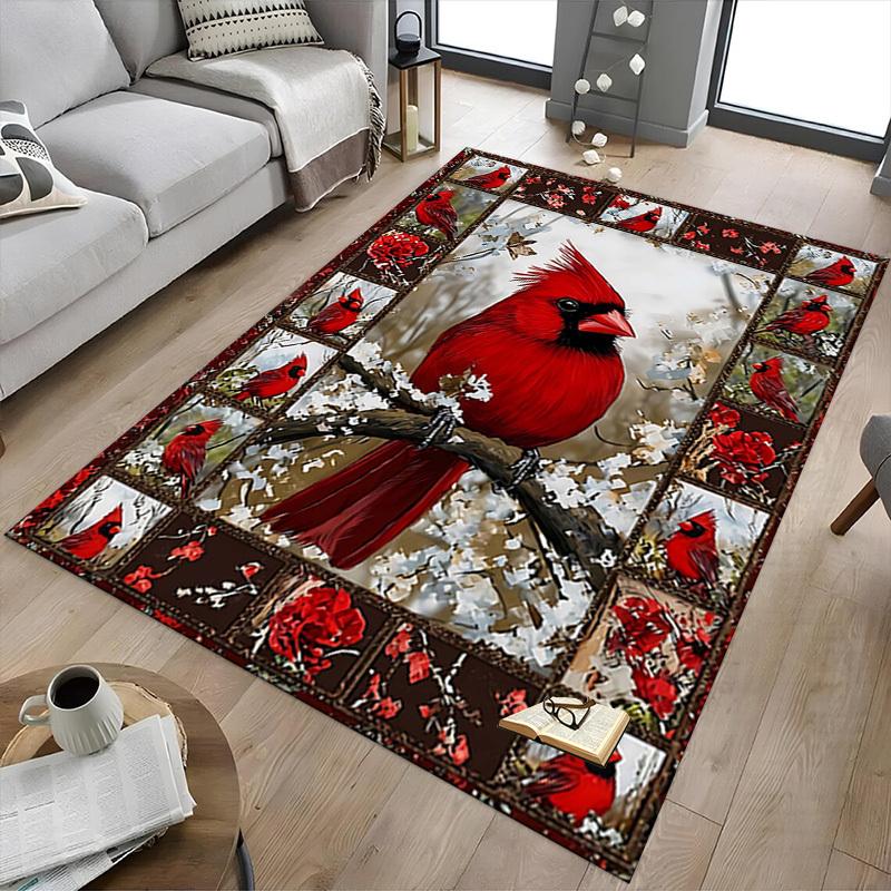 1PC Cardinal Flowers Non-Slip Floor carpet, Office, family, bedroom, Studio - Large Area Rug, Vibrant Colors-C0489