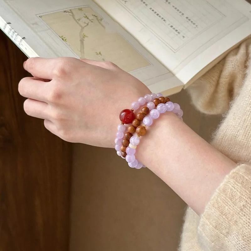 Natural Cross Purple Lithium Gray Cook Double-layer Beaded Bracelet Light Luxury High-end Bracelet New Chinese Cold Feeling Jewelry