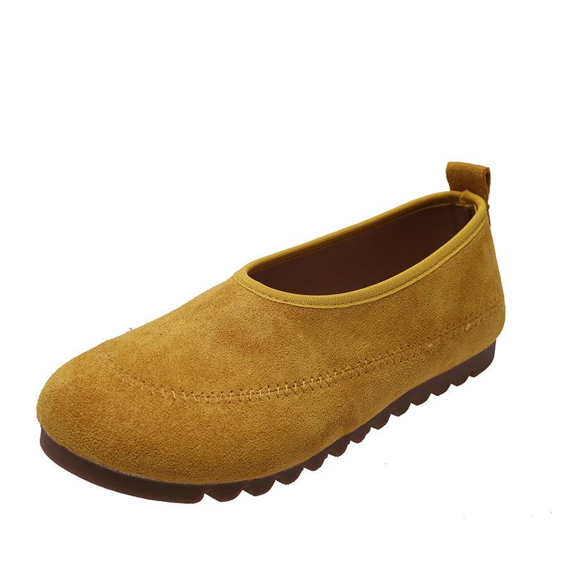 2025 new summer round head shallow mouth single shoes Doudou ladyshoes niche flat-bottomed French retro grandma shoes women's shoes