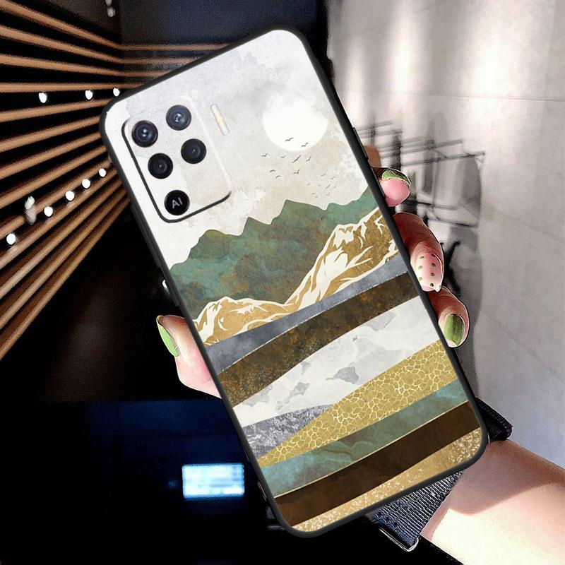 Goldene Landschaftsmalerei Hülle Für Oppo A38 A18 A78 A98 A58 A60 A80 A40 A96 A76 A16 A94 A74 A54 A15 A17 A57 A77 A5 Pro