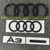 For Audi A3 Front and Rear Ring Logo Bright Black Quattro Tail Logo Set 2010-2020 Modified Badge Car Sticker