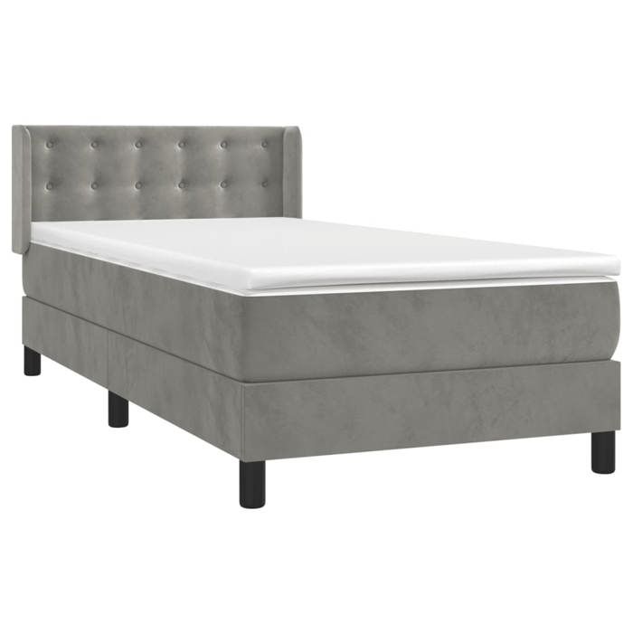 Maison Exclusive - Rete a doghe per letto e materasso Grigio chiaro 90x190 cm Velluto