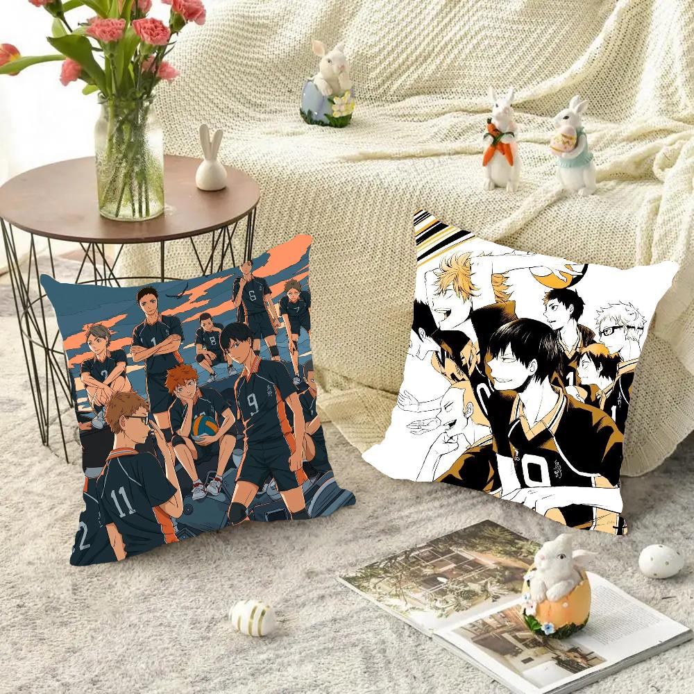 Haikyuue Hot Blooded Anime Pillow Case Square Pillow Bedroom Sofa Leisure Comfort Cushion Car Living Room Home Decoration 40X40