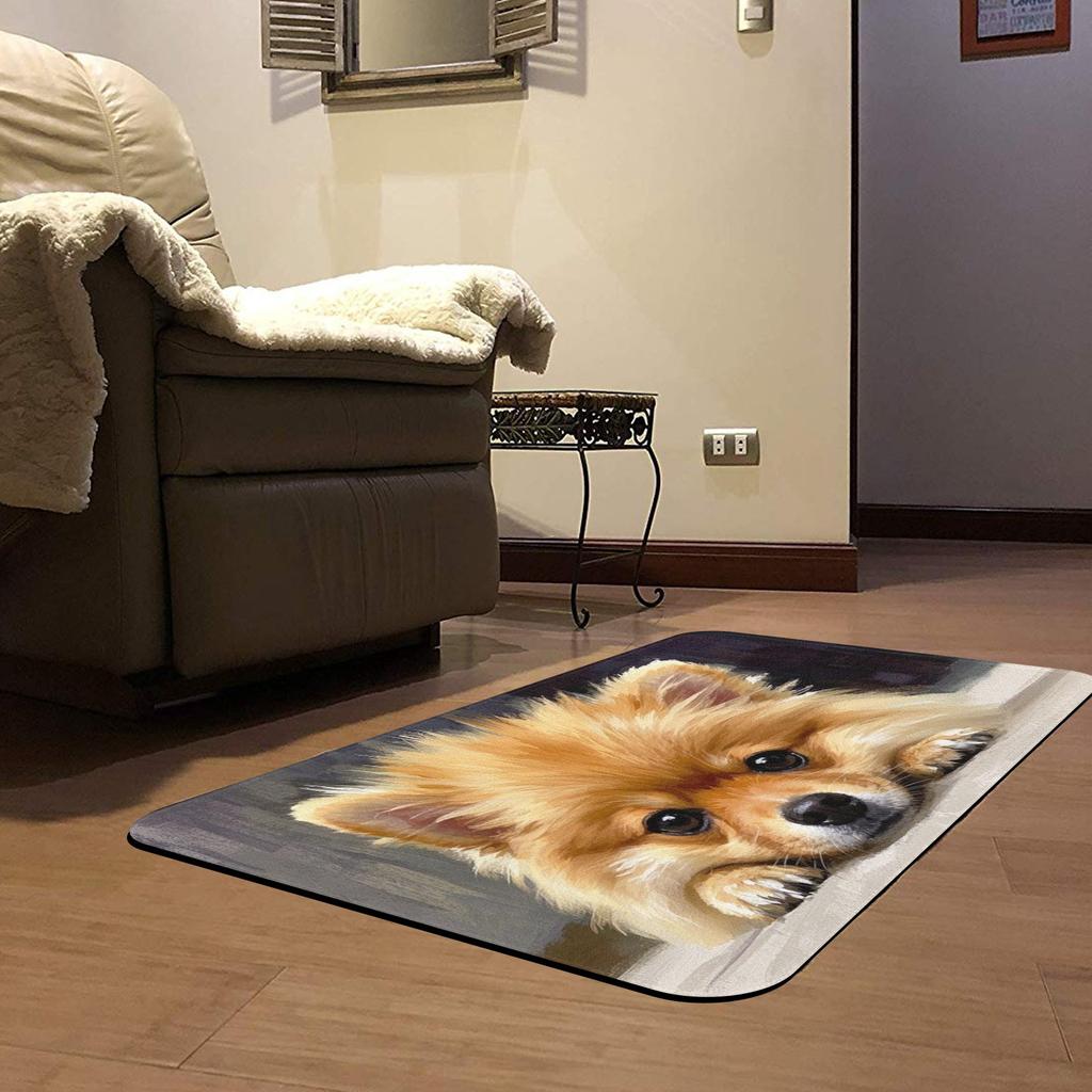 1Pcs Dog Pattern Floor Mat Modern Kitchen polyester Rug Non-Slip Colorful Indoor Carpet, For Home Bathroom Bedroom Living Room Decor