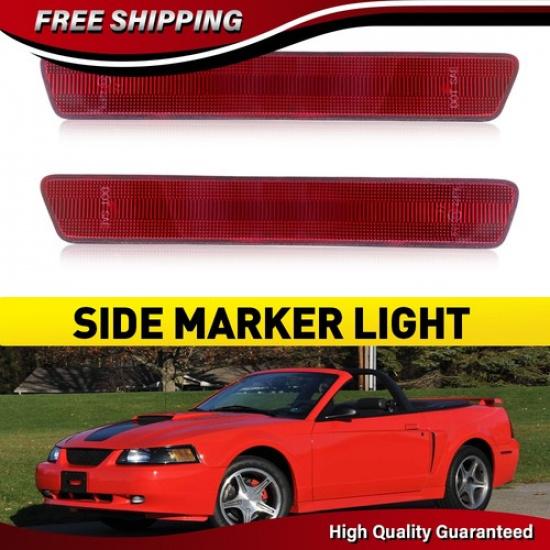 Red Rear Bumper Side Marker Reflectors Kit For 99-04 Ford Mustang XR3Z-15A448-AA