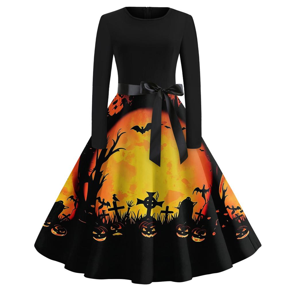 Women's Halloween Costume Dress Short Sleeve Fashion Party Dress for Evening Events