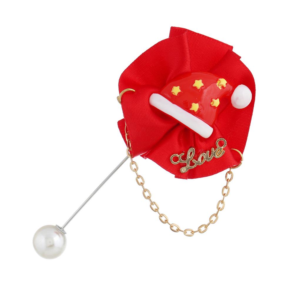 Cute Santa Claus Fabric Brooch, Simple Temperament One-Word Pearl Sweater Accessories, Unisex
