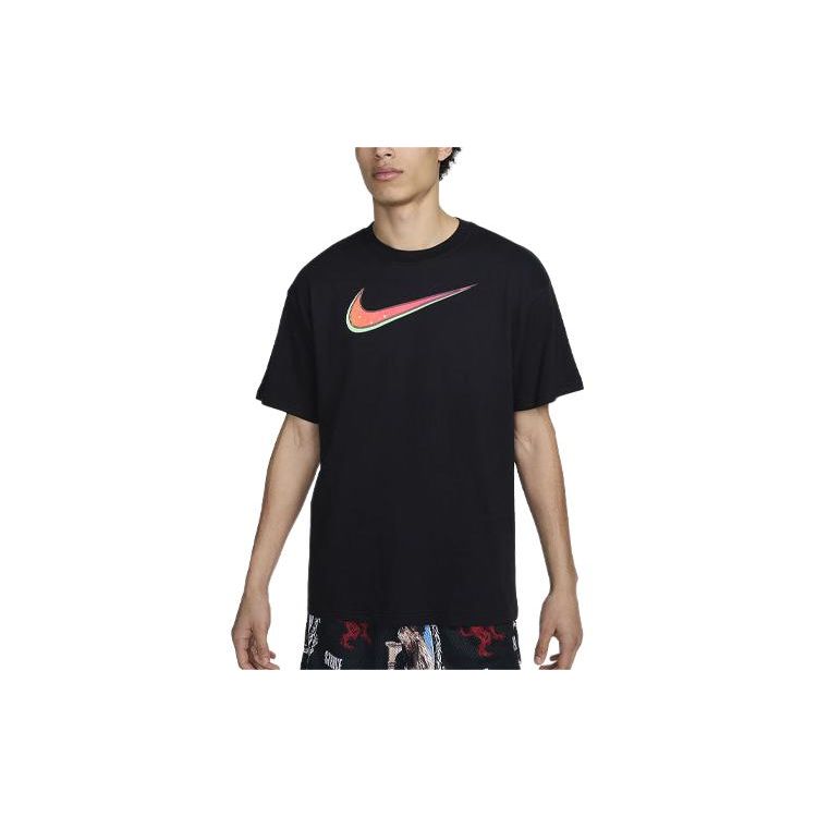 

Nike Logo Print Comfortable Round Neck Short Sleeve T-Shirt With Dropped Shoulders Men Tops Black FV8406-010 XL