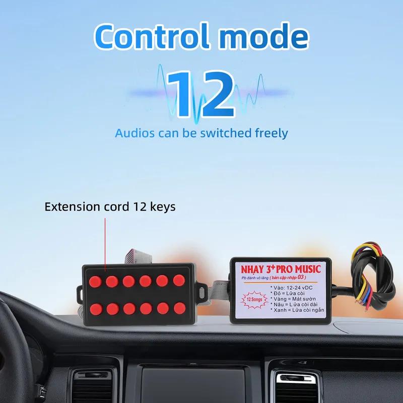 Auto 2PCS Car Horn+12 Sound Musical Electronic Horn Controller 3+ Pro Horn Speaker Sound Control For Truck Marine Boat