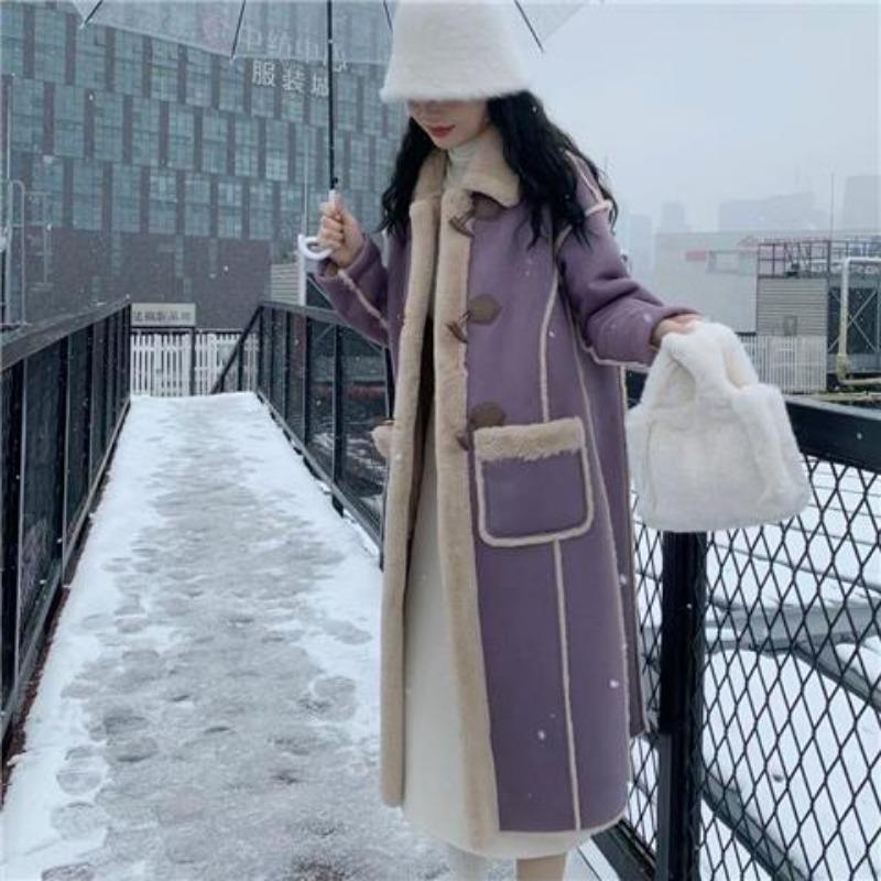 

Угловая пряжка меховая интегрированная тонкая средней длины осенне-зимняя флисовая утолщенная свободная модная меховая куртка женская трендовая XL