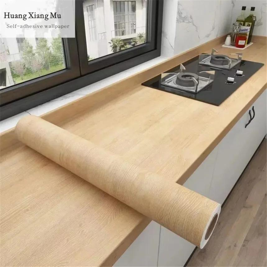 90cm Width Wood Grain PVC Wallpaper for Door Wardrobe Cupboard Table Furniture Waterproof Self Adhesive Stickers Wall Stickers
