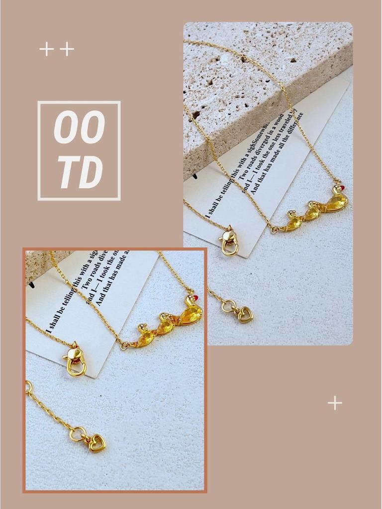 Elegancki Zestaw Naszyjnik & Bransoletka z Żółtą Kaczką Inkrustowaną Cyrkoniami