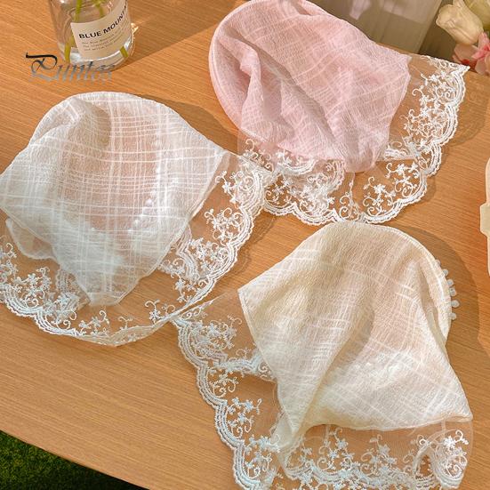 Kvinner pannebånd rutete trykk Blondesøm Trekantskjerf Sklisikkert pannebånd Pastoral stil Hårbøyle Hårtilbehør