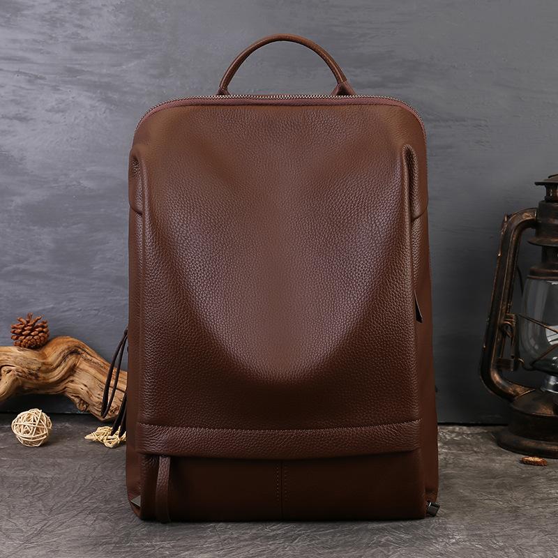 Laptop Backpack, Soft Cowhide, Large-capacity, Casual and Versatile Backpack