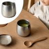 Industrial Style Drinking Cups Stainless Steel Cup/Bowl, Matte Metal Container, Smooth Arc Tableware for Kitchen Shatterproof Non-slip Base