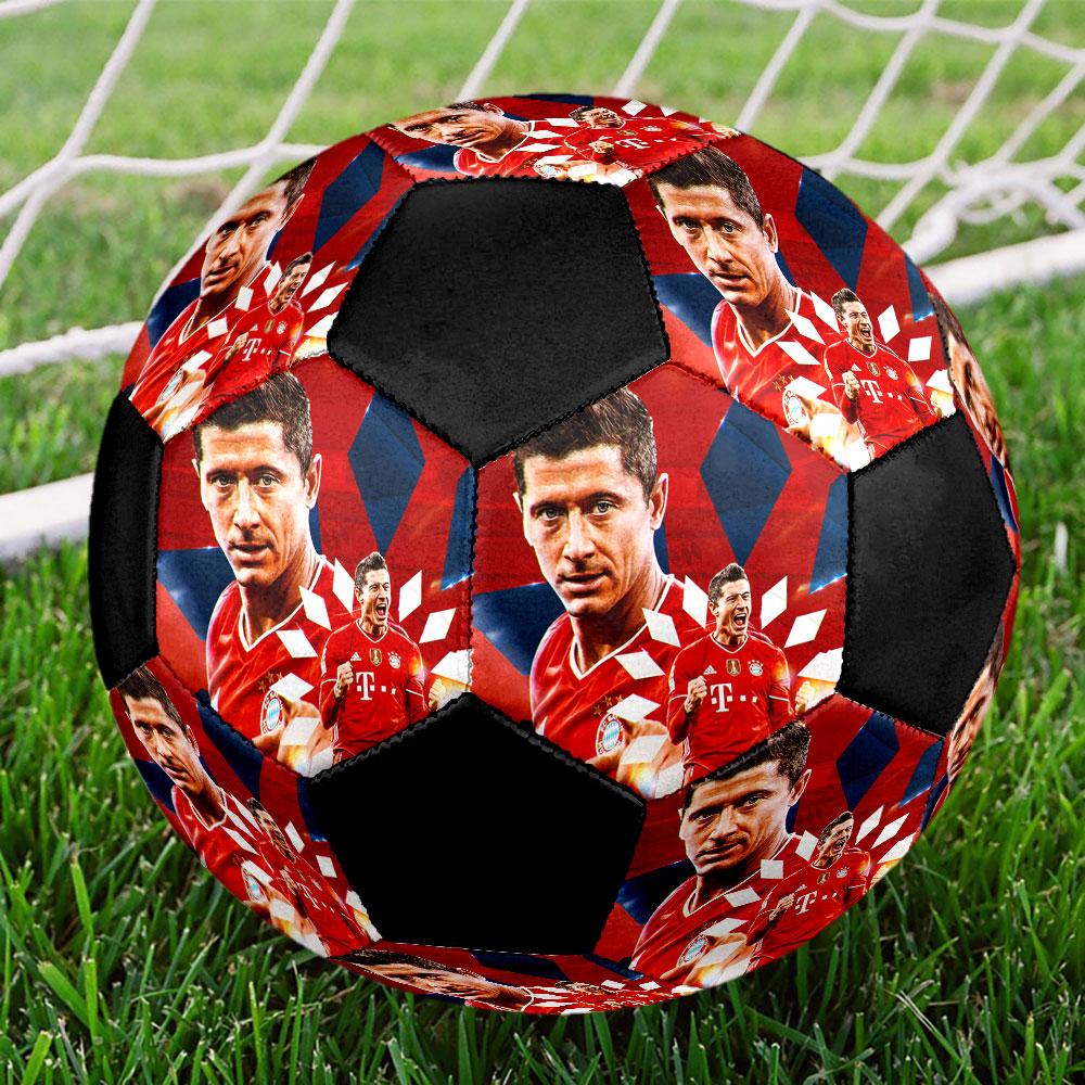 Robert Lewandowski Size 5 Soccer Ball, Machine-Stitched PVC, Durable & High Bounce, All Ages Fit, Fan Merchandise, Matches & Outdoor Use.