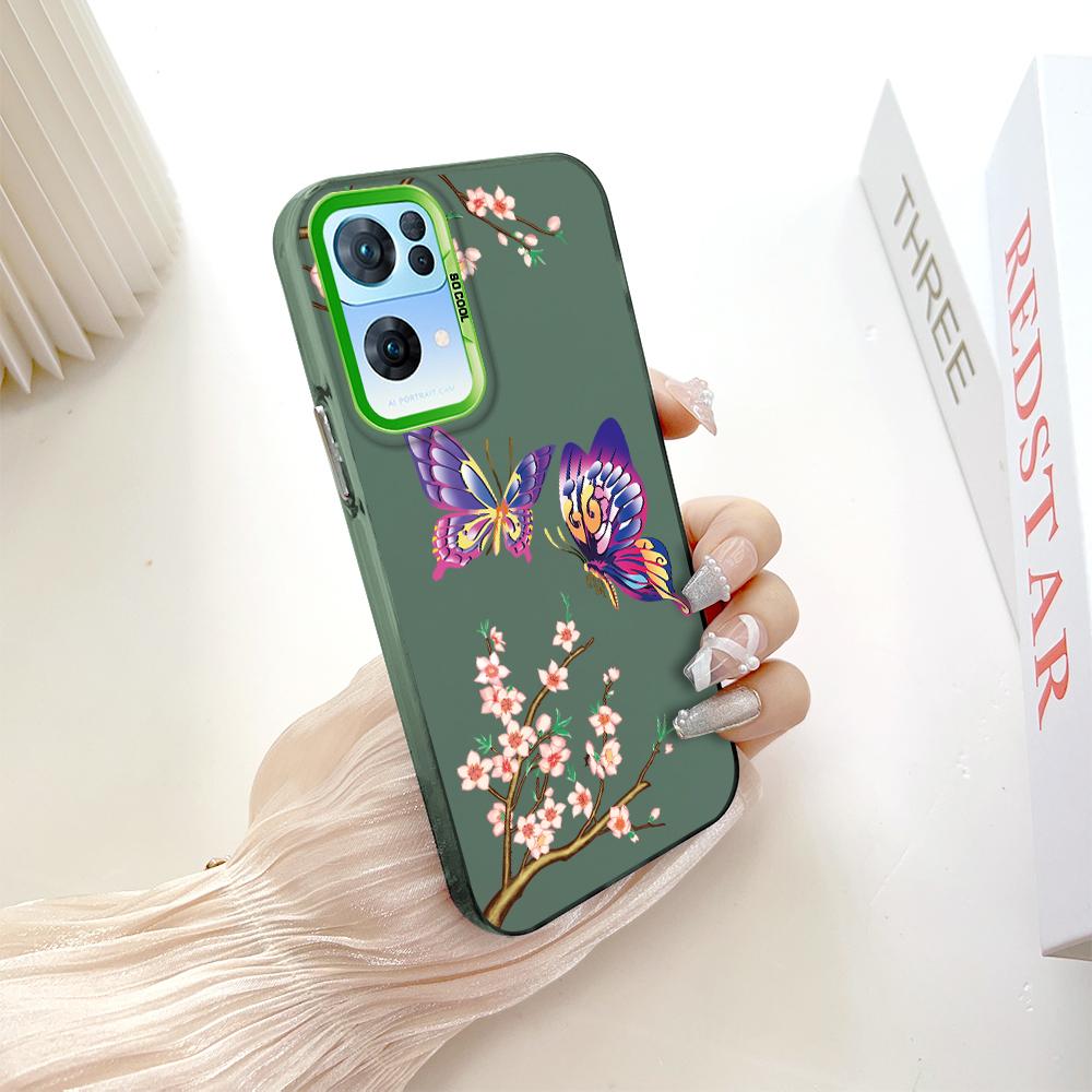 Custodia rigida antiurto anticaduta con motivo dipinto, argento colorato, bifacciale, per telefono OnePlus OPPO Reno Realme