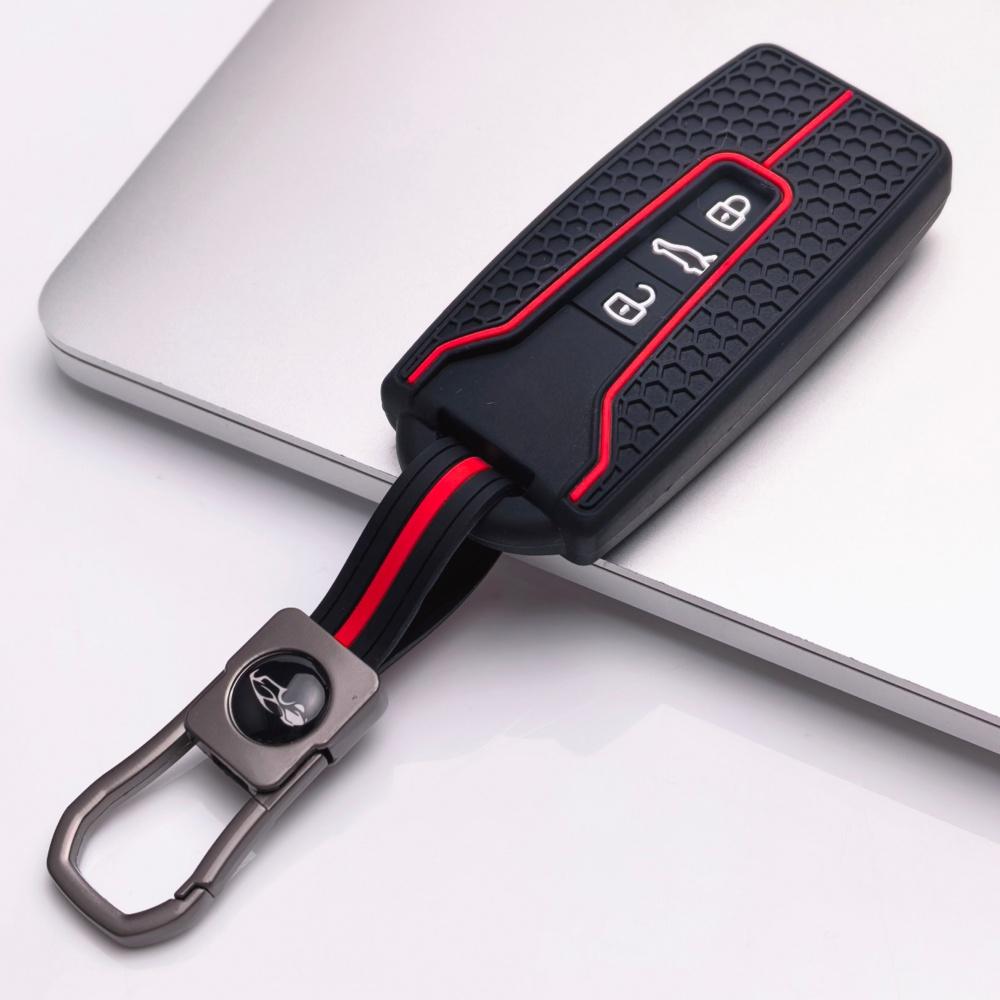 3 Button Silicone Key Fob Cover with keychain for VW Golf 8 ID.3 ID.4 ID.6 Lamando L Tiguan Teramont Talagon, Fits VW Golf Tiguan Passat Octavia чёрный