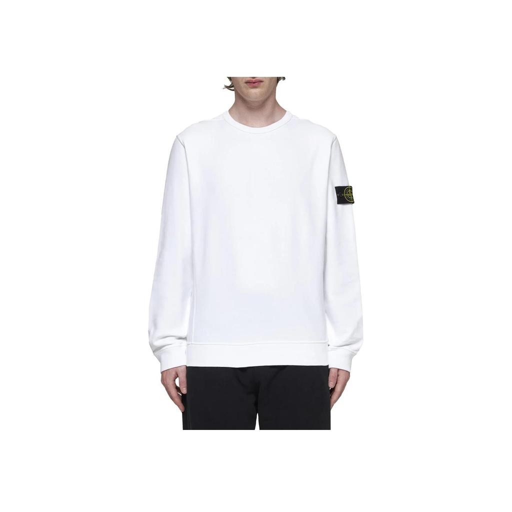 Stone Island Fleece Garment Dyed Crewneck White Men Streetwear 811562420-V0001