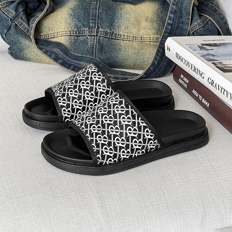 

Trend one-word drag men s summer new non-slip comfortable outer wear fashion casual beach shoes 371267-J 44 чёрный