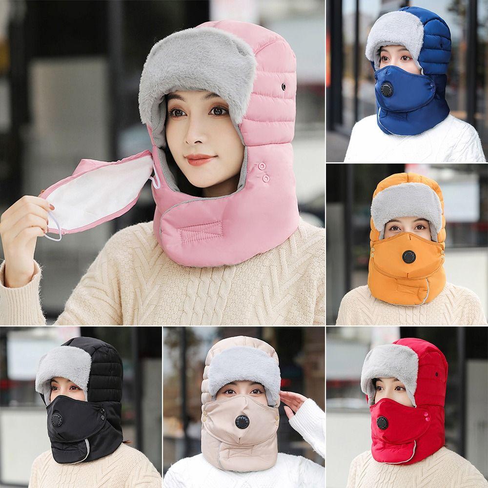 Cold-proof Cycling Caps Thicken Windproof Beanies Fashion Plush Thermal Trapper Hat  Winter Warm