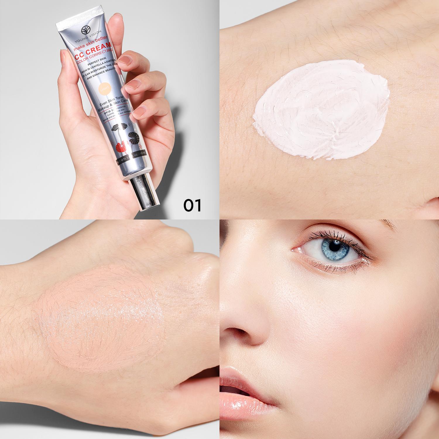 

YOUNG VISION 2-Color Light Delicate Repair Color Change Isolation CC Cream Watery Thin Natural Nude Sunscreen Concealer Liquid 8158-01