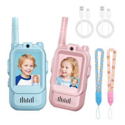 Walkie Talkies de Video Juguetes Recargables Juguetes de Casa de Juego para Niños Cordón Ajustable Dispositivo de Videollamada Bidireccional para Juego de Roles Familiar y Padre-Hijo