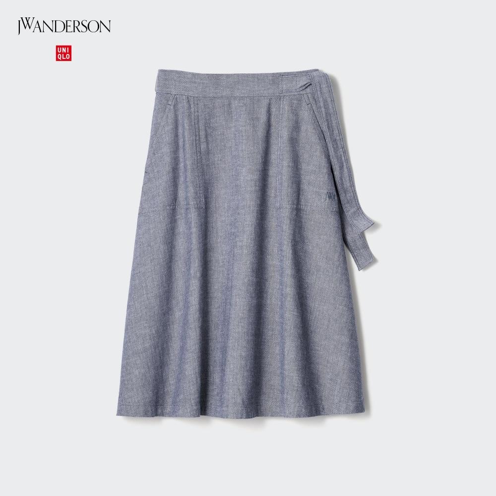 

UNIQLO расклешенная юбка из смесового льна с поясом