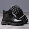 Winter Boots British Style High Top Waterproof Leather Boots Mid Top with Plush Insulation Cotton Shoes Men's Short Boots Snow Boots