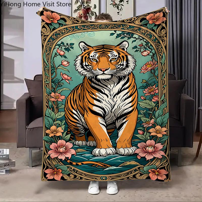 8 Storlekar Ny Tiger Tecknad Djur Flanellfilt Fluffig Barn och Vuxna Soffa Plysch Sängöverkast Pläd Lunchfilt för Soffa Säng