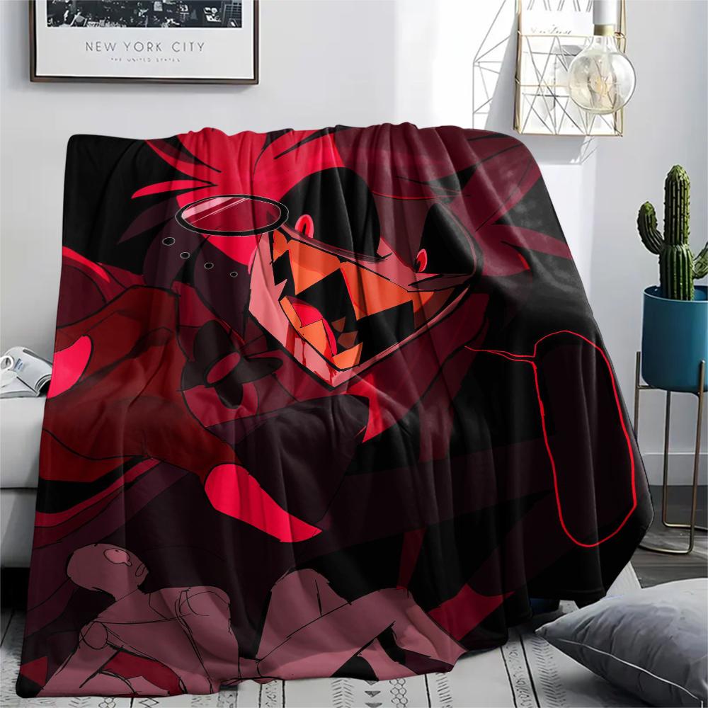 1Pc Alastor Anime Print Flannel Blanket, High quality Comfortable for All Seasons, Home Decor, Warmth and Comfort, Perfect for Christmas Gifts 55