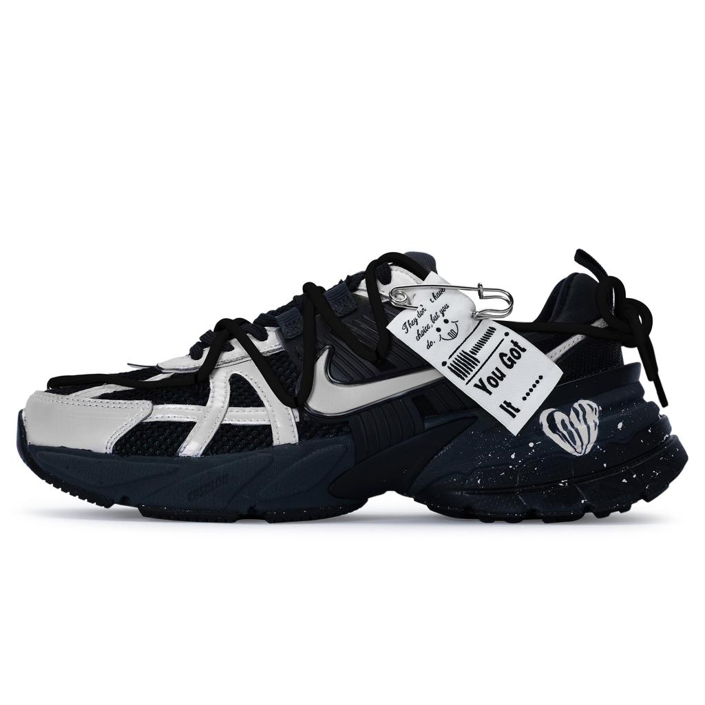 Nike V2K Run Cushioning Abrasion Resistant Cushioning, Wear Resistant Low top Running Shoes Unisex Black Silver FD0736-001(Team80-S-BOX)