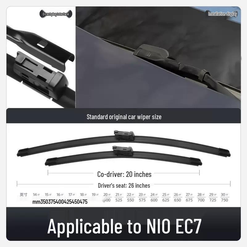 Compatible with Nio EC7 Silent Frameless Wiper Blade 23", 25" Car-Specific Rubber Strip Accessories